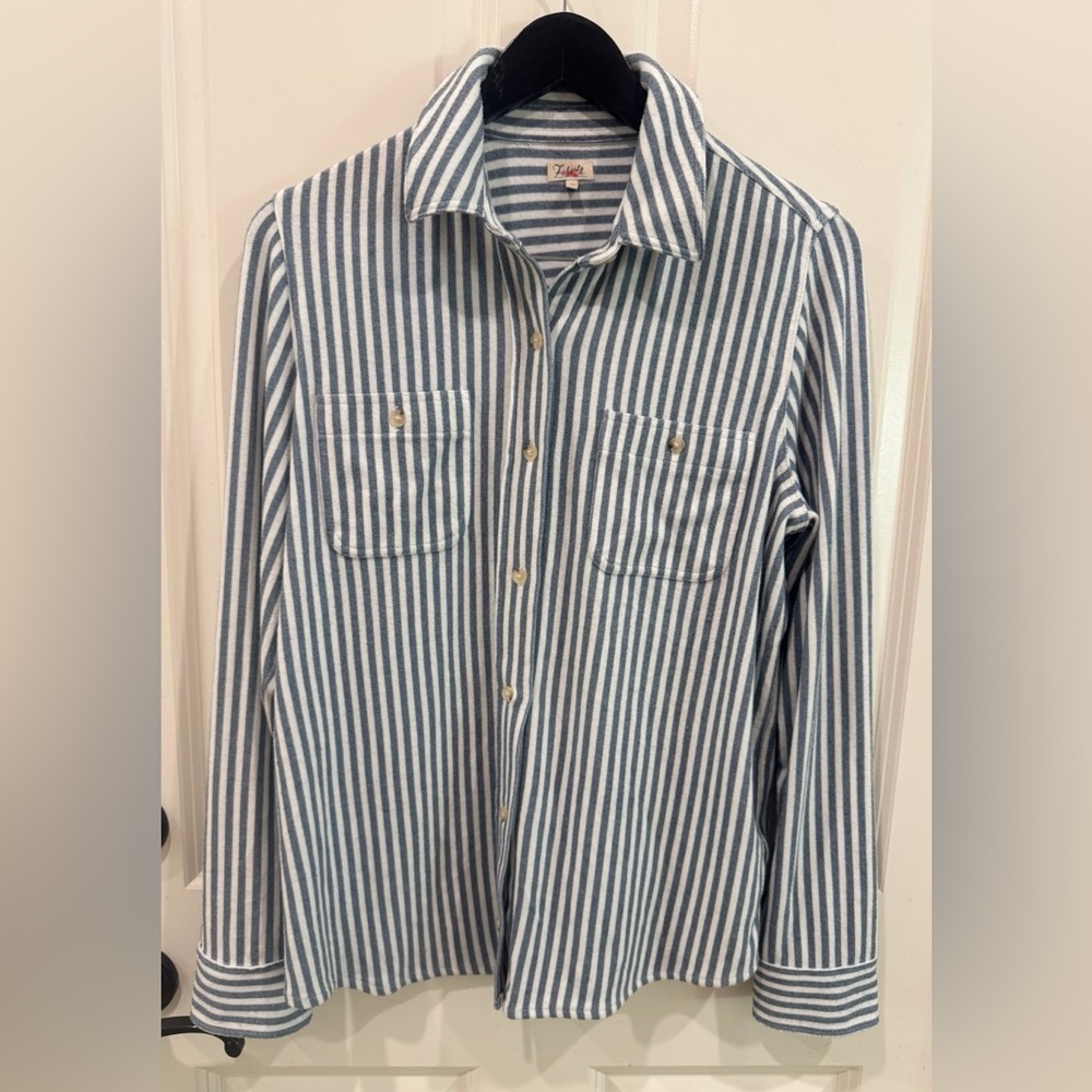 FAHERTY Legend sweater shirt navy blazer stripe medium $168 SUPER SOFT - Picture 6 of 10